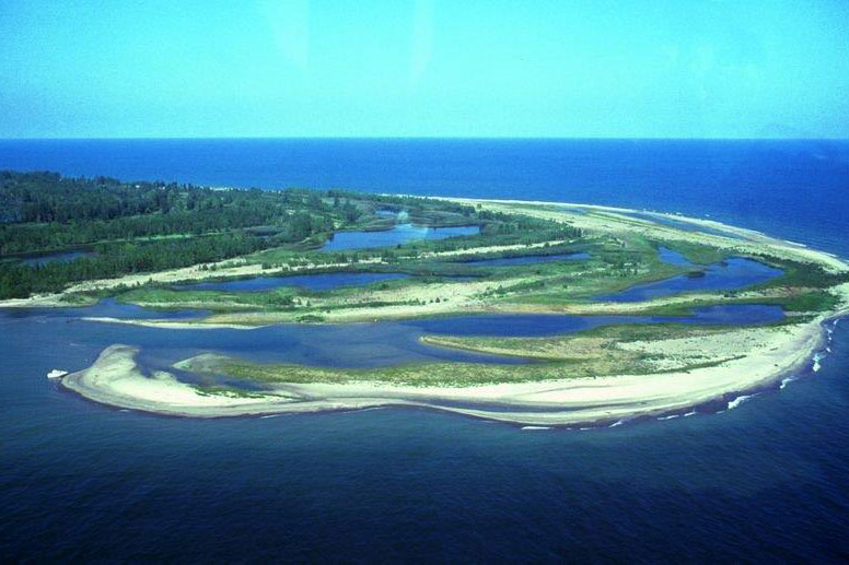 Beautiful aerial view of Presque Isle beach