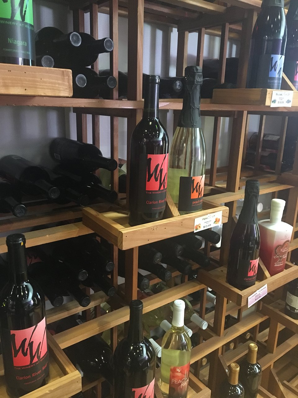 A photo of wine on the shelf at The Winery at Wilcox in Wilcox, PA