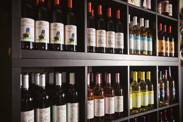 wine bottles stocked