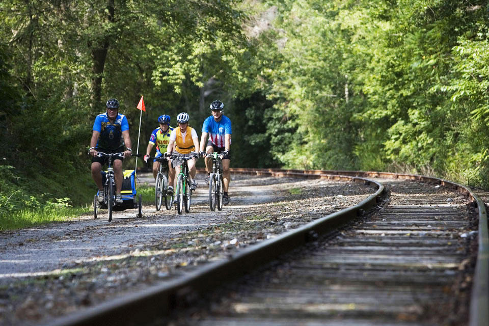 family biking