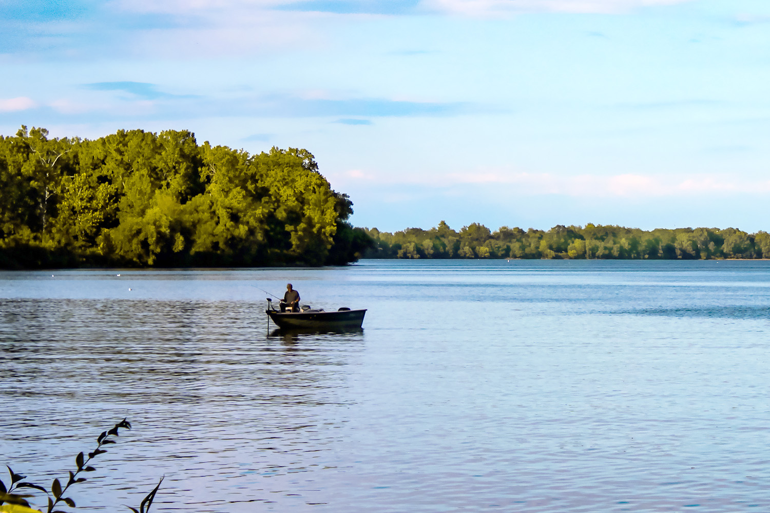 fishing from boat on lake erie