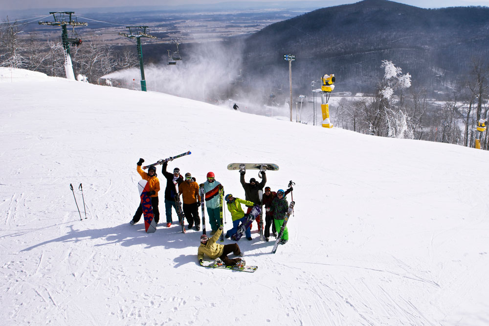 group of ski goers posing for a photo