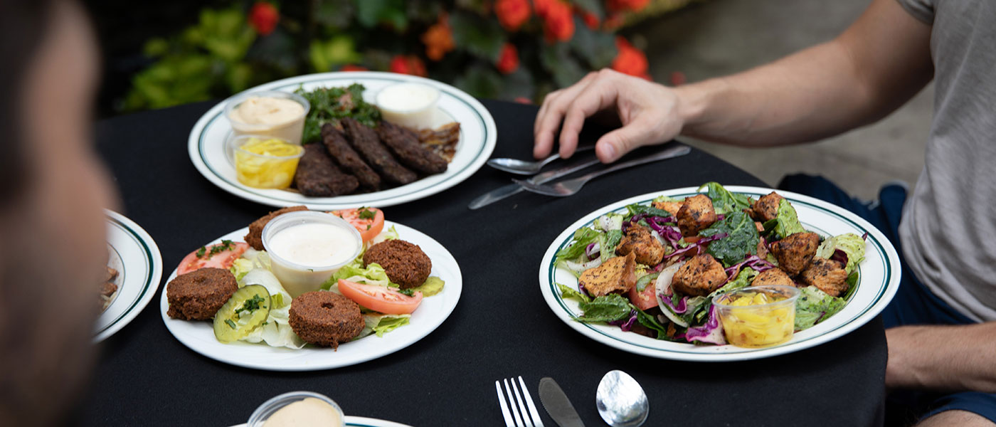 food served in plates on table