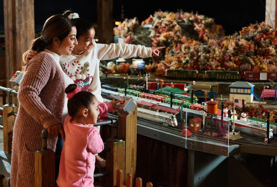 kids watching miniature trains