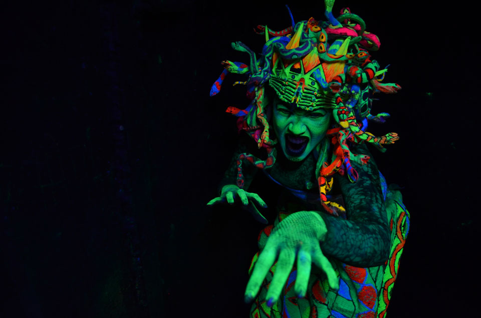A person in radiative colors