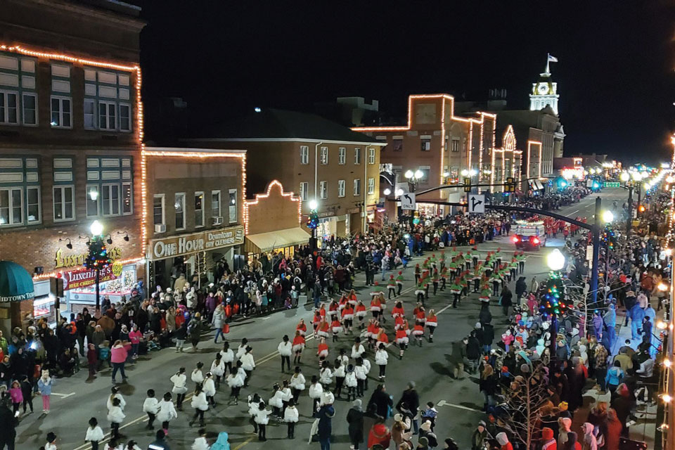 parade on main street at night