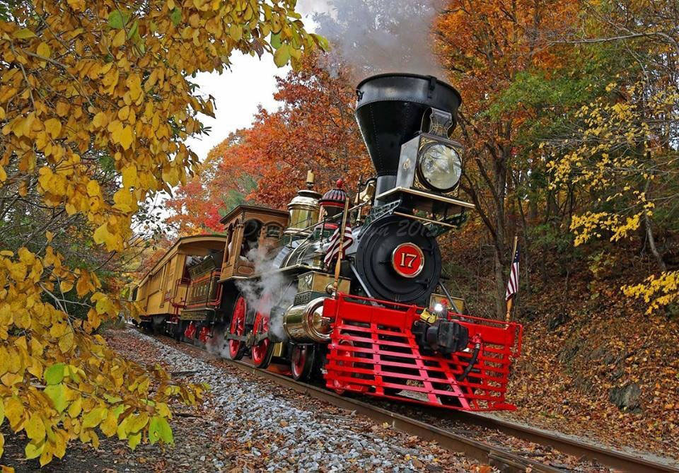Steam engine Rail riding thru fall foliage