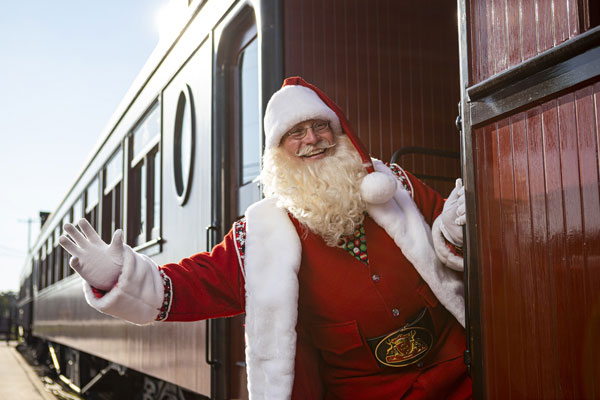 santa waving from train