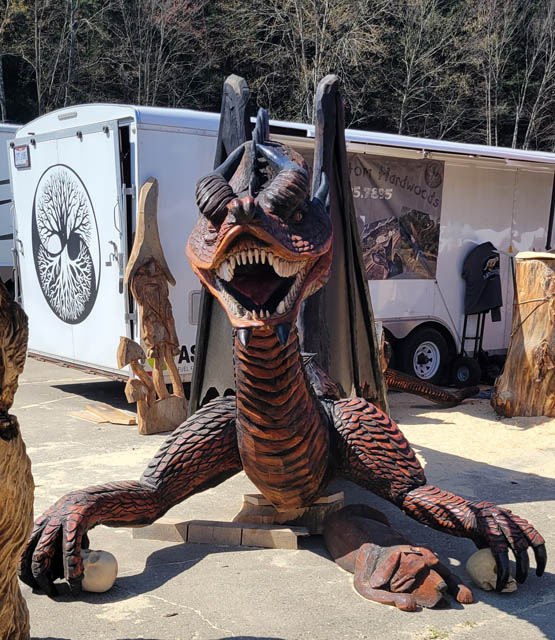 dragon carved out of wood