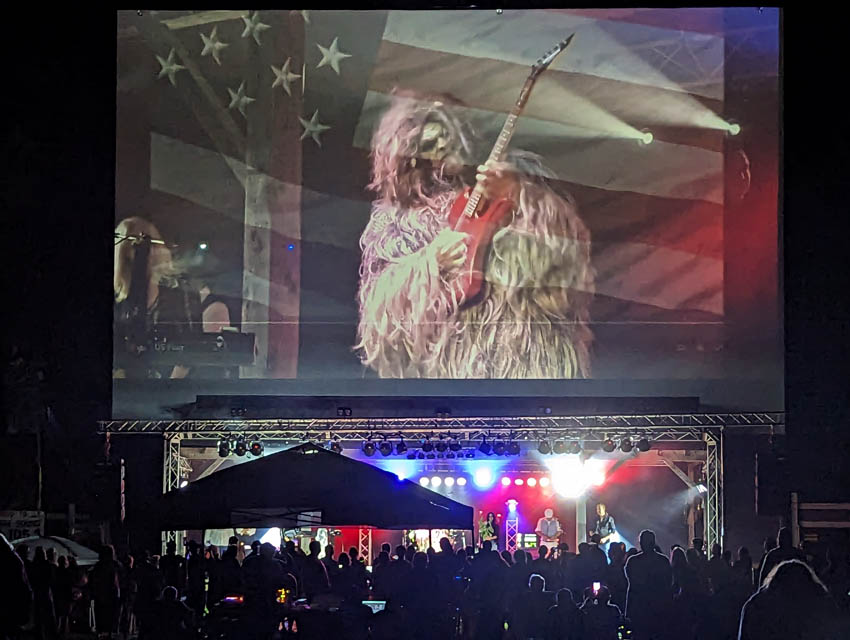 a person dressed bigfoot playing on stage
