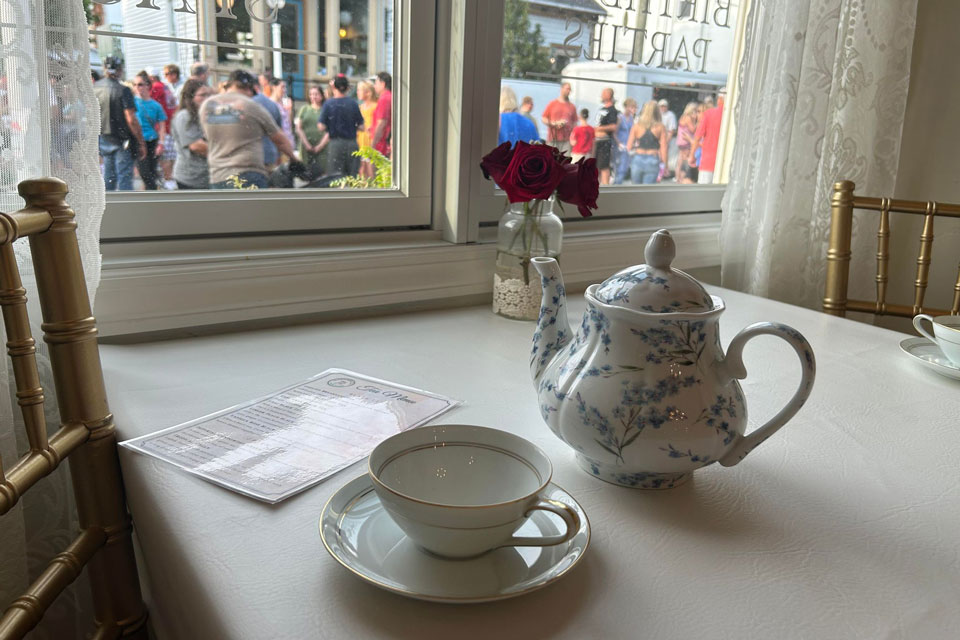 tea kettle and tea cup on table