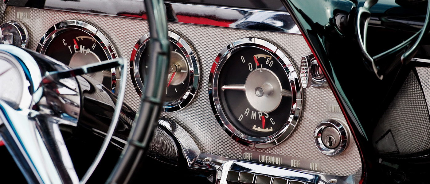 photo of a vintage car dashboard