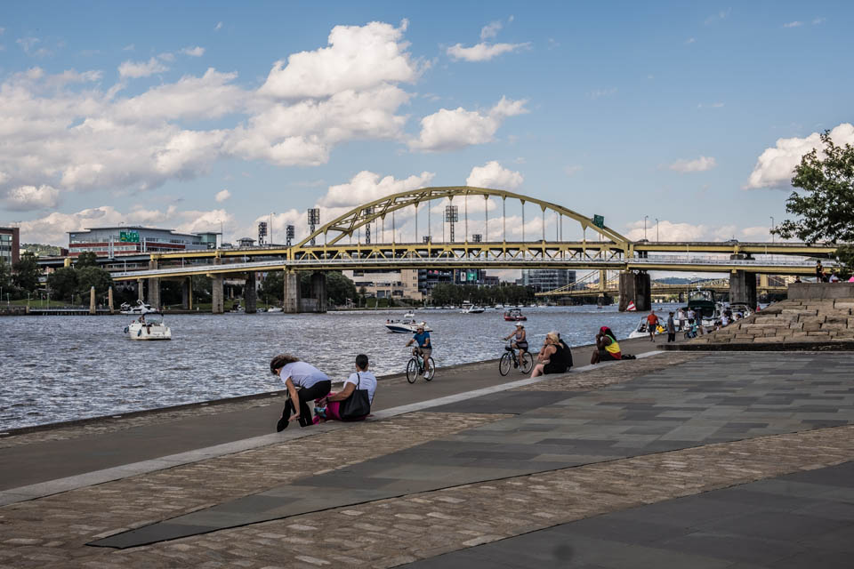 beautiful trail next to Allegheny river thru Downtown Pittsburgh