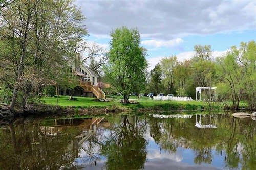 beautiful Pond behind a House