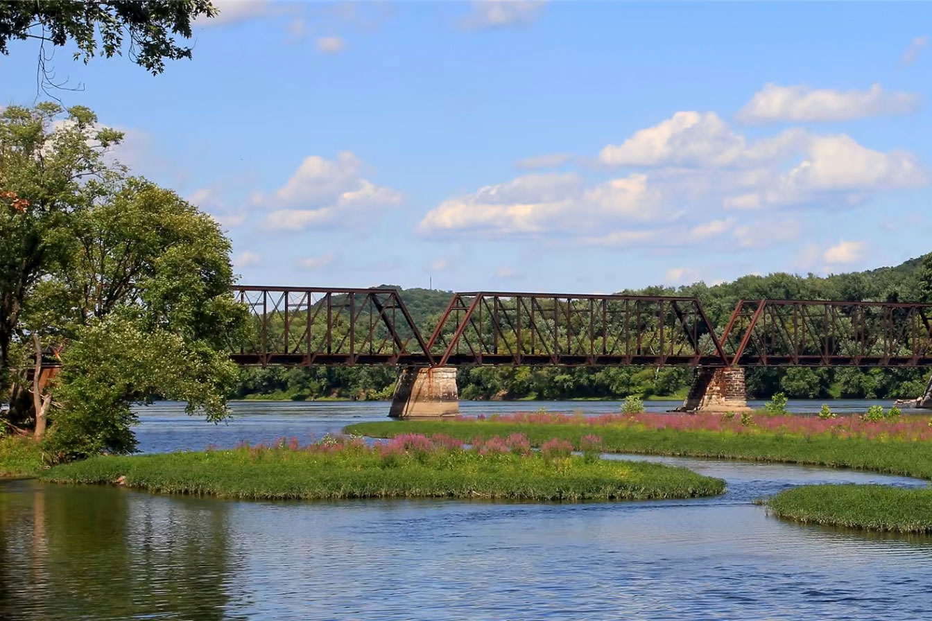 old bridge on river