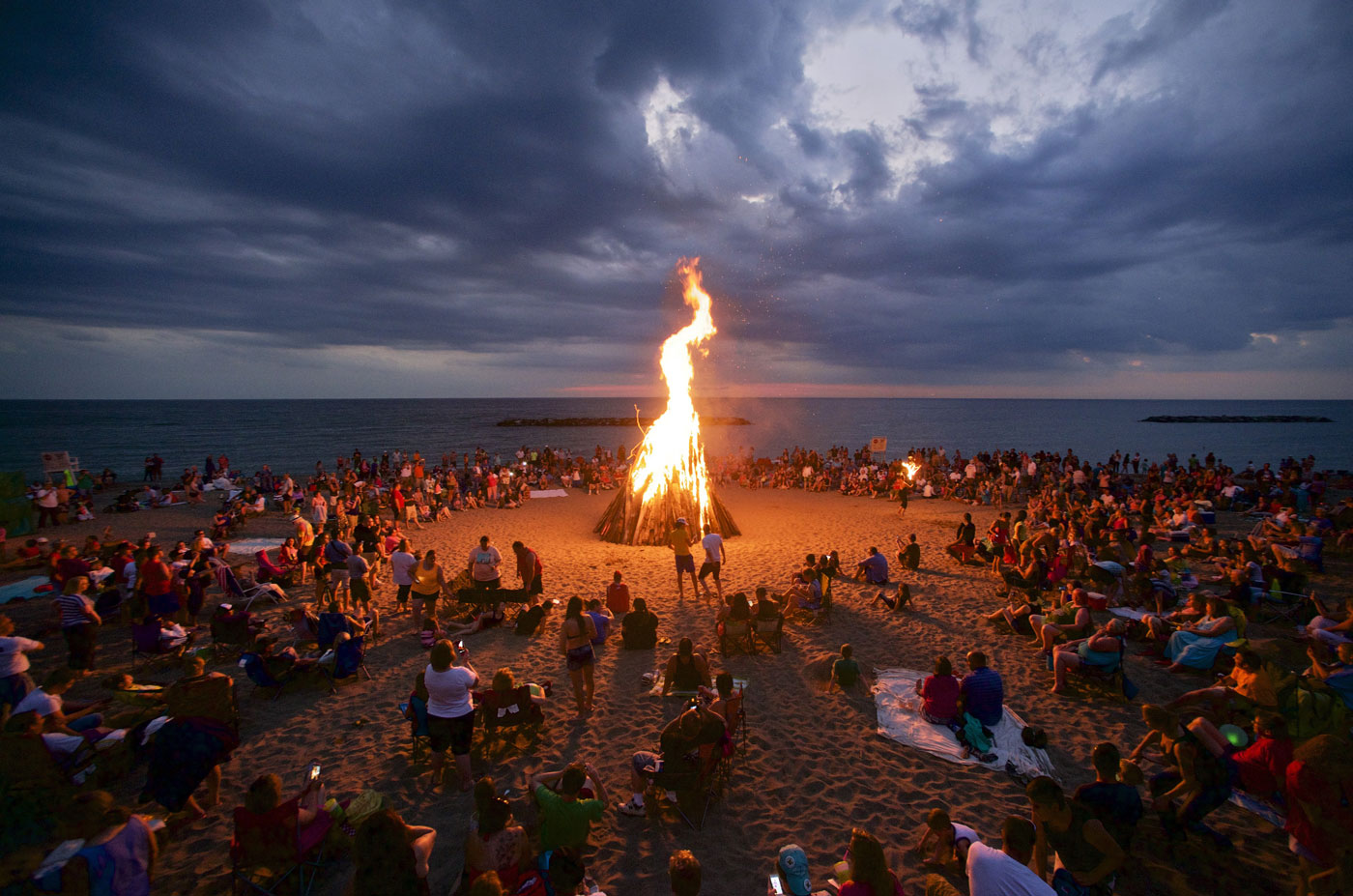 camp fire on the beach
