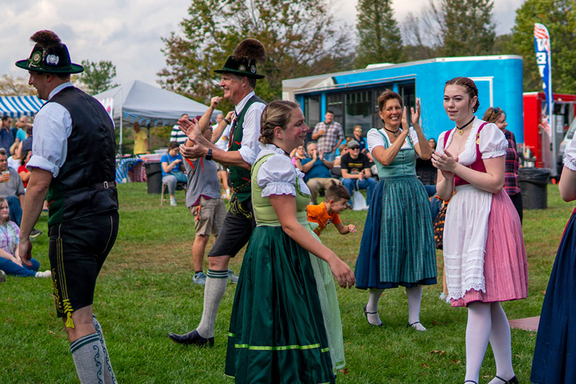 group of people in Bavarian dressing