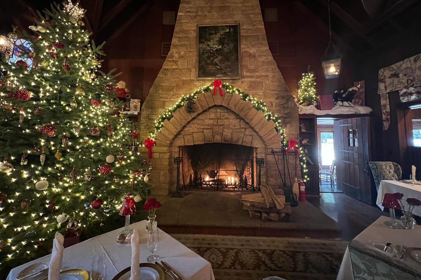 Christmas Holiday decor inside dining space