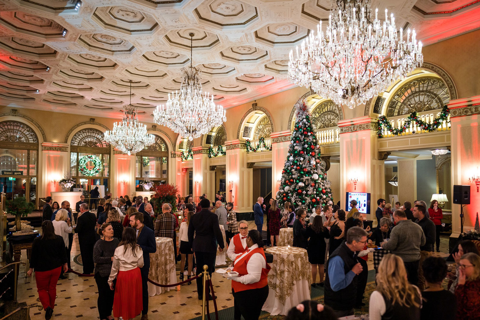 Holiday dinner party at Omni William Penn Hotel