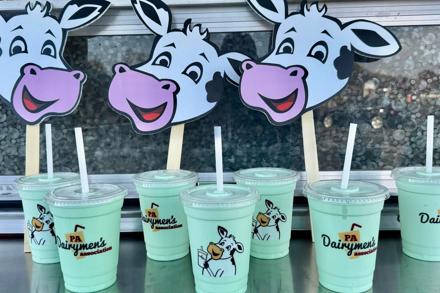 Mint Milkshake poured into glasses ready to grab