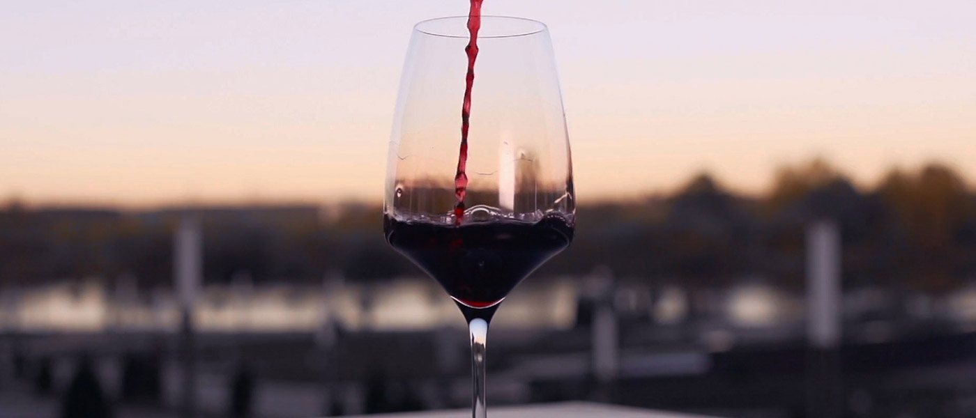 Wine pouring into a glass