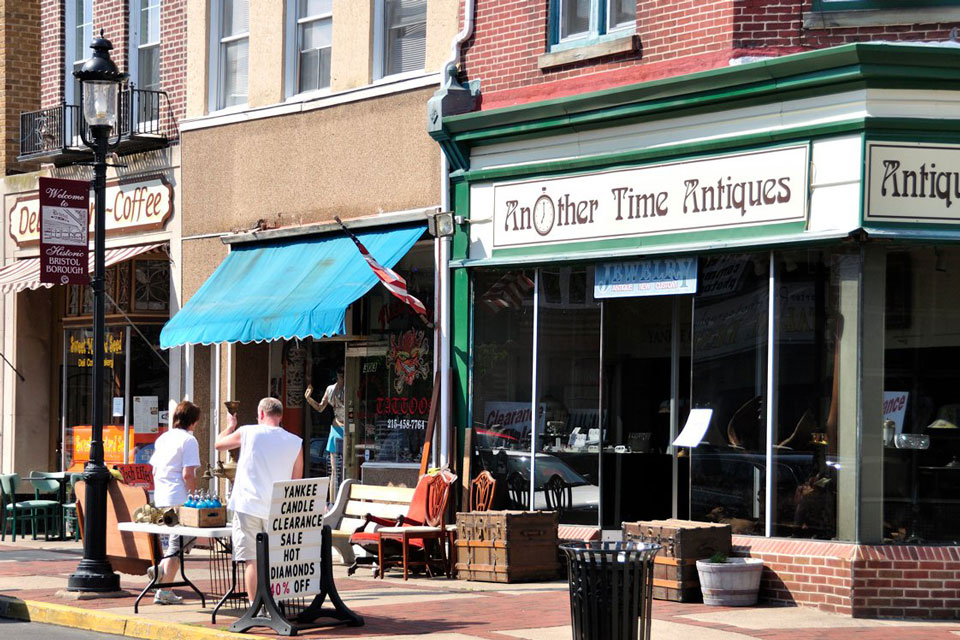 another time antiques store front on main street