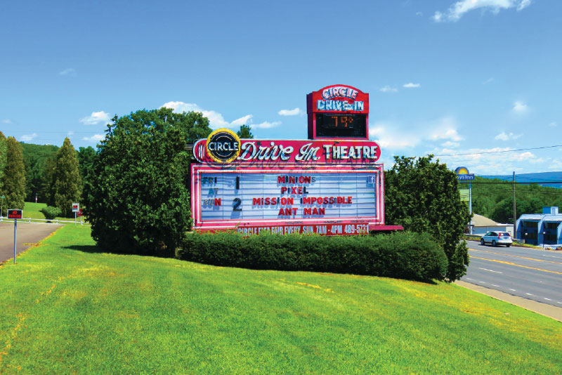 Circle drive in theater sign