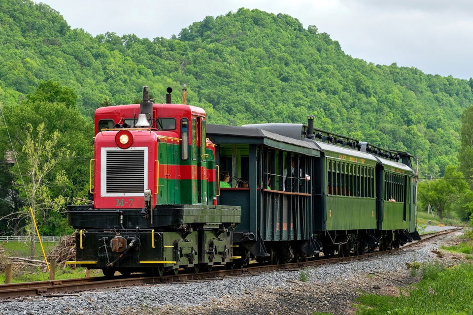east broad top railroad rail car trolling for a scenic drive