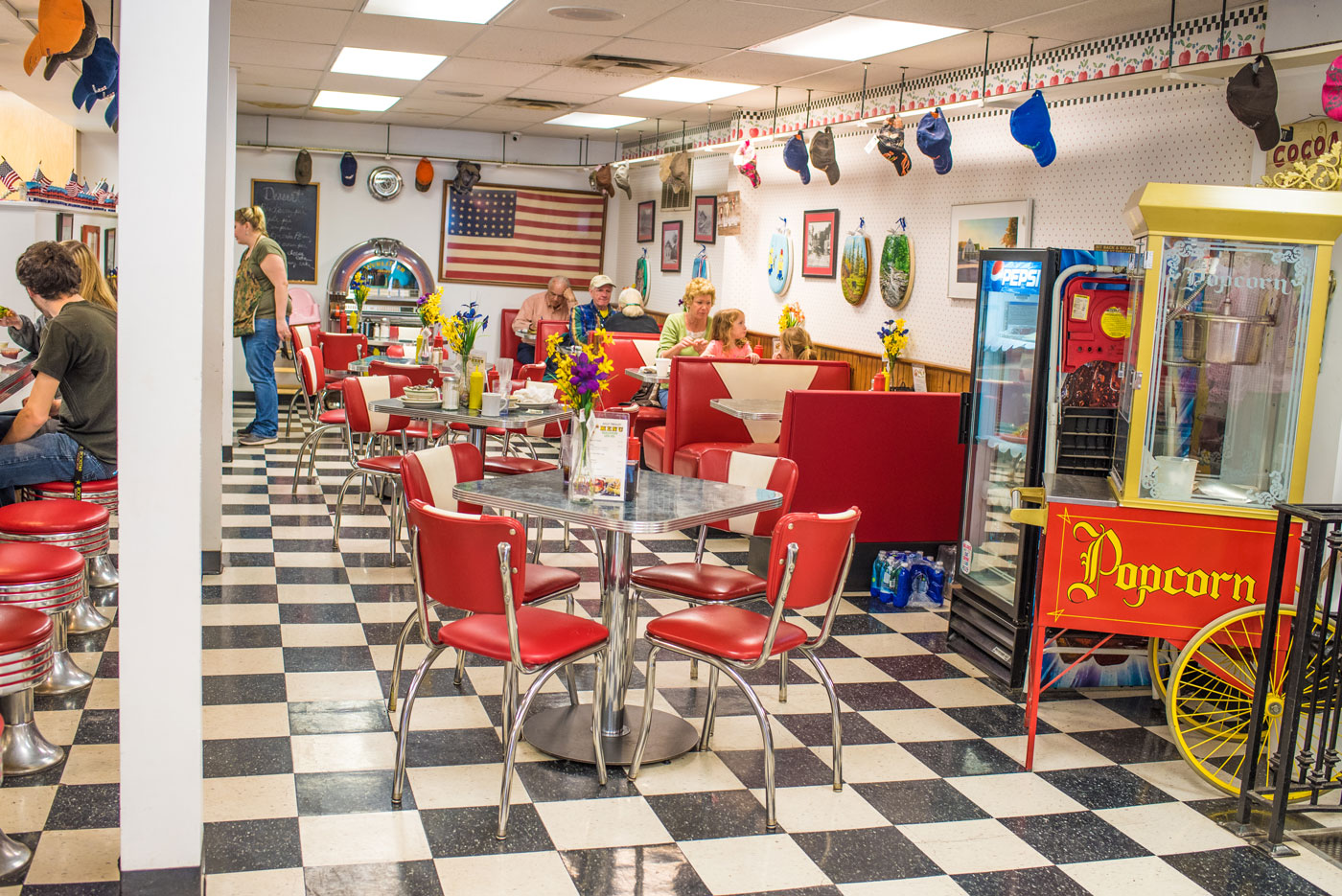 '50s-style luncheonette and variety store