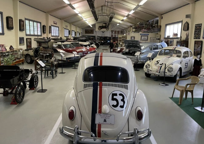 vintage cars inside swigart museum