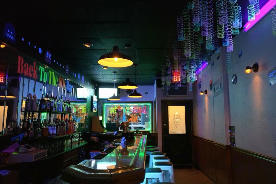 eighties bar with neon lights