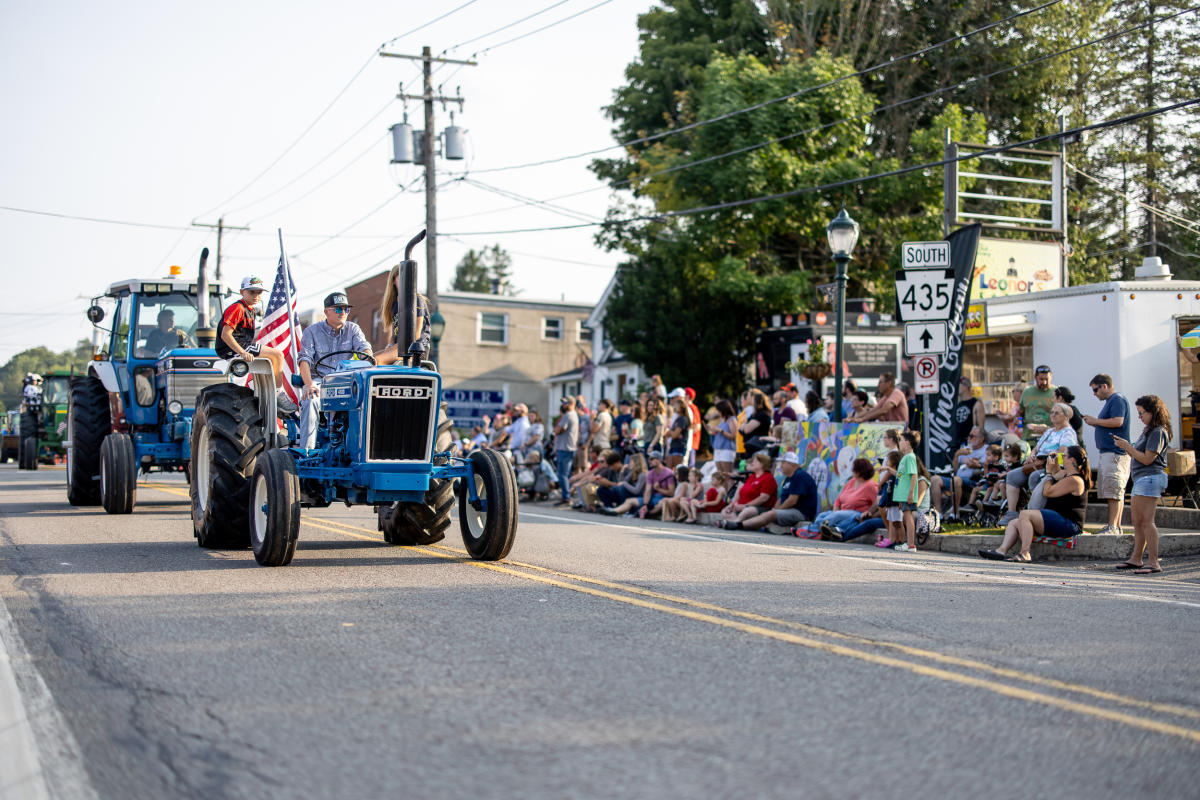 Vintage tractors parade on main street