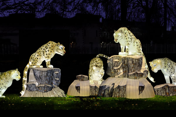 carved Leopard statues with lights