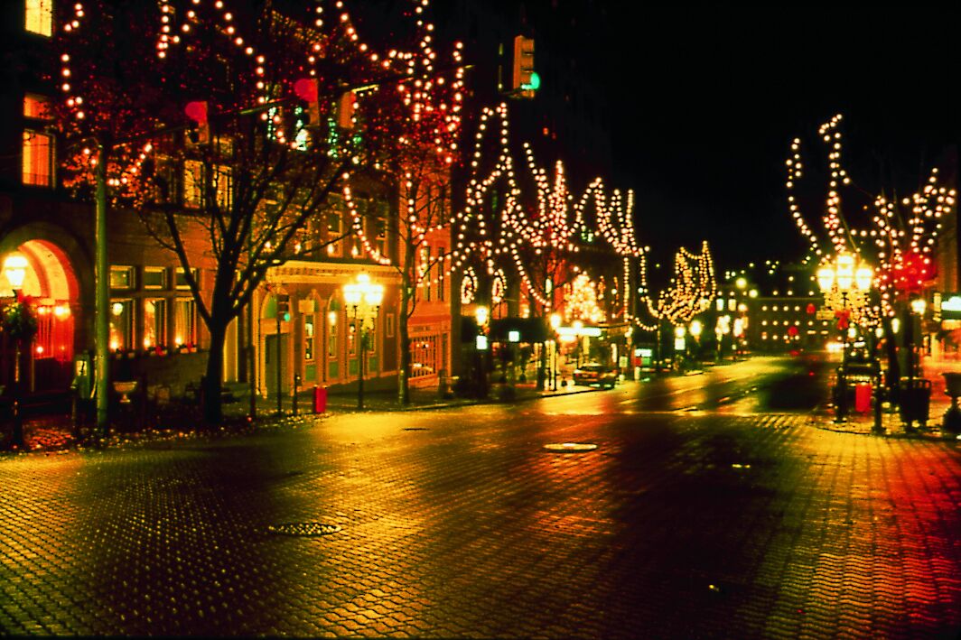 Holiday lights on Main street