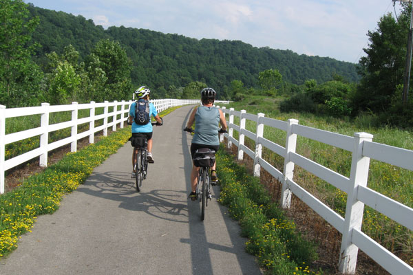 Bikers on the Allegheny River Trail