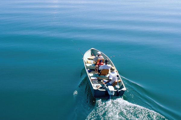 fishing on lake from boat