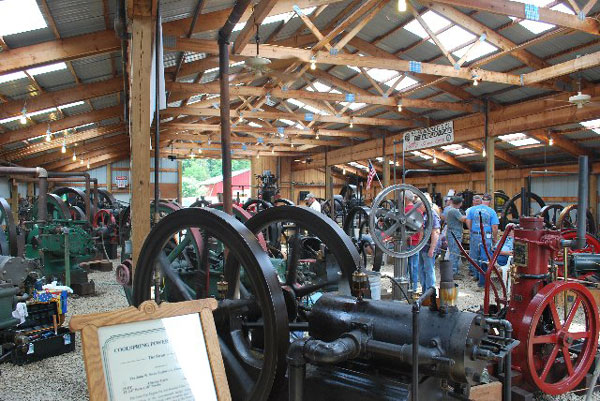 steam engines inside museum