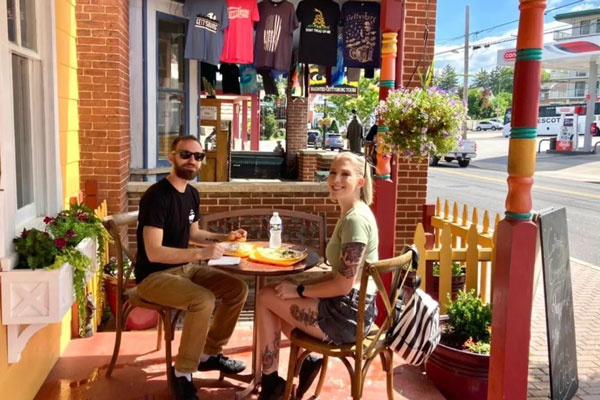 couple dining on proch