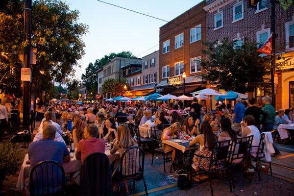 people dining on main street