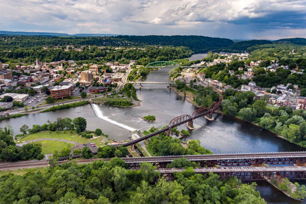 beautiful aerial view of Easton downtown 