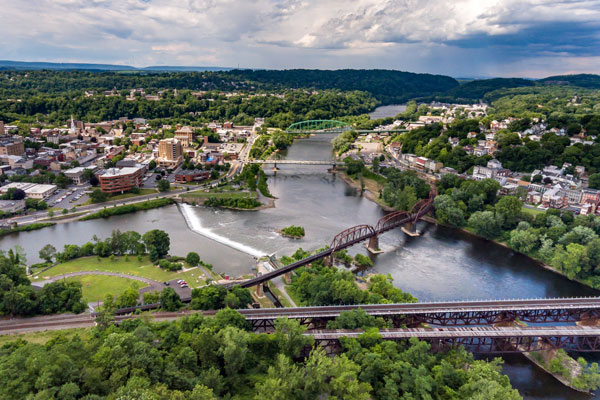 beautiful aerial view of Easton downtown