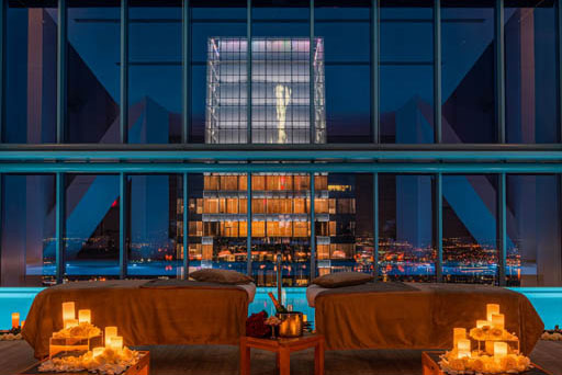 Spa with Candle lights and beautiful view of City