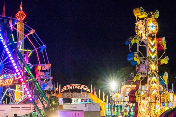 Rides at Sterling Fair night