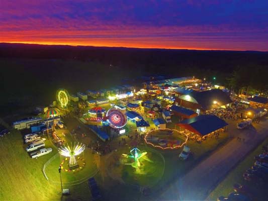 County Fair under lights at night