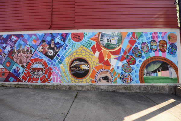 colorful art mural on wall
