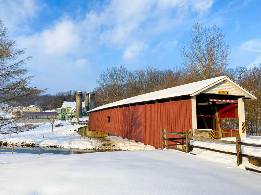 Covered Bridge with snow