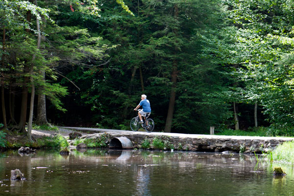 biking by creek