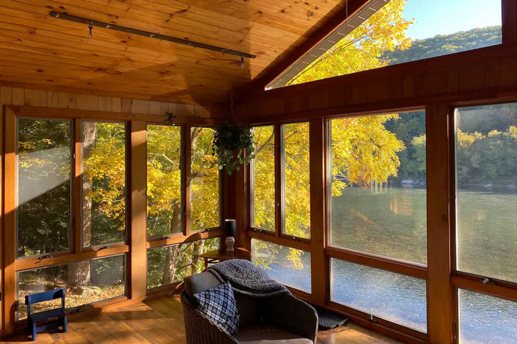 river view from inside the cabin