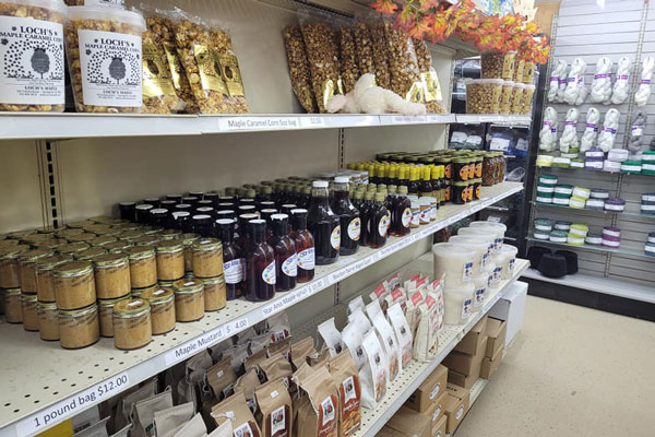 Maple Jar on shelves inside store