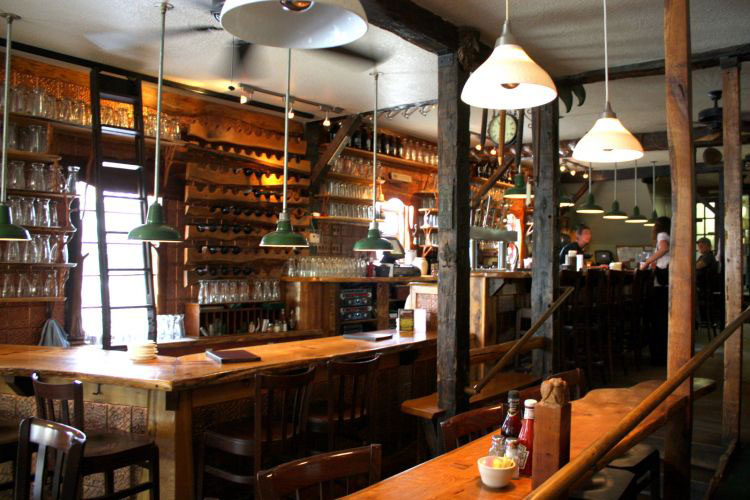 Bar section shelves with beer glasses